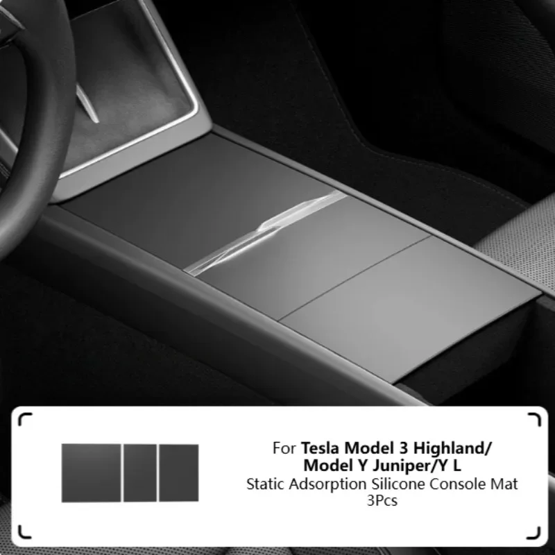 Static Protective Film Precise Fit Parts For Tesla Model 3 Highland/Model Y Juniper/Y L/Y 2021-2026 Center Console Silicone Mat