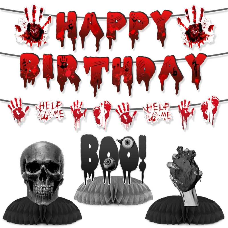 مجموعة لافتة رعب يدوية لحفلات الهالوين مع زخارف على شكل قرص العسل الشبح وأدوات أعياد الميلاد الجديدة ومستلزمات الأحداث