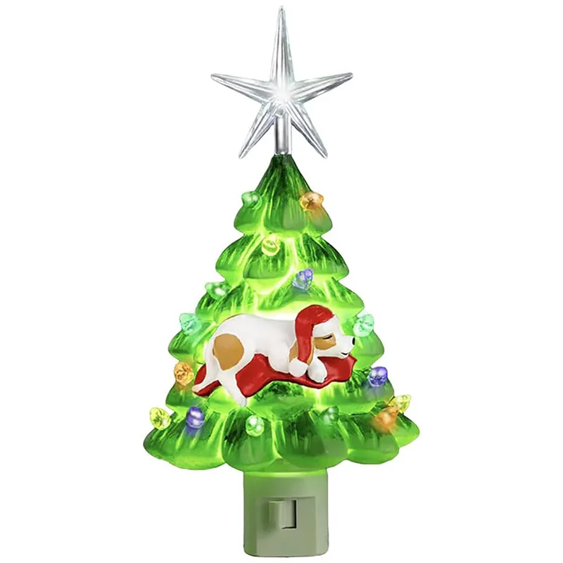 Albero di Natale falò luce notturna casa camera da letto testa del letto decorazione in resina decorazioni per l'atmosfera natalizia