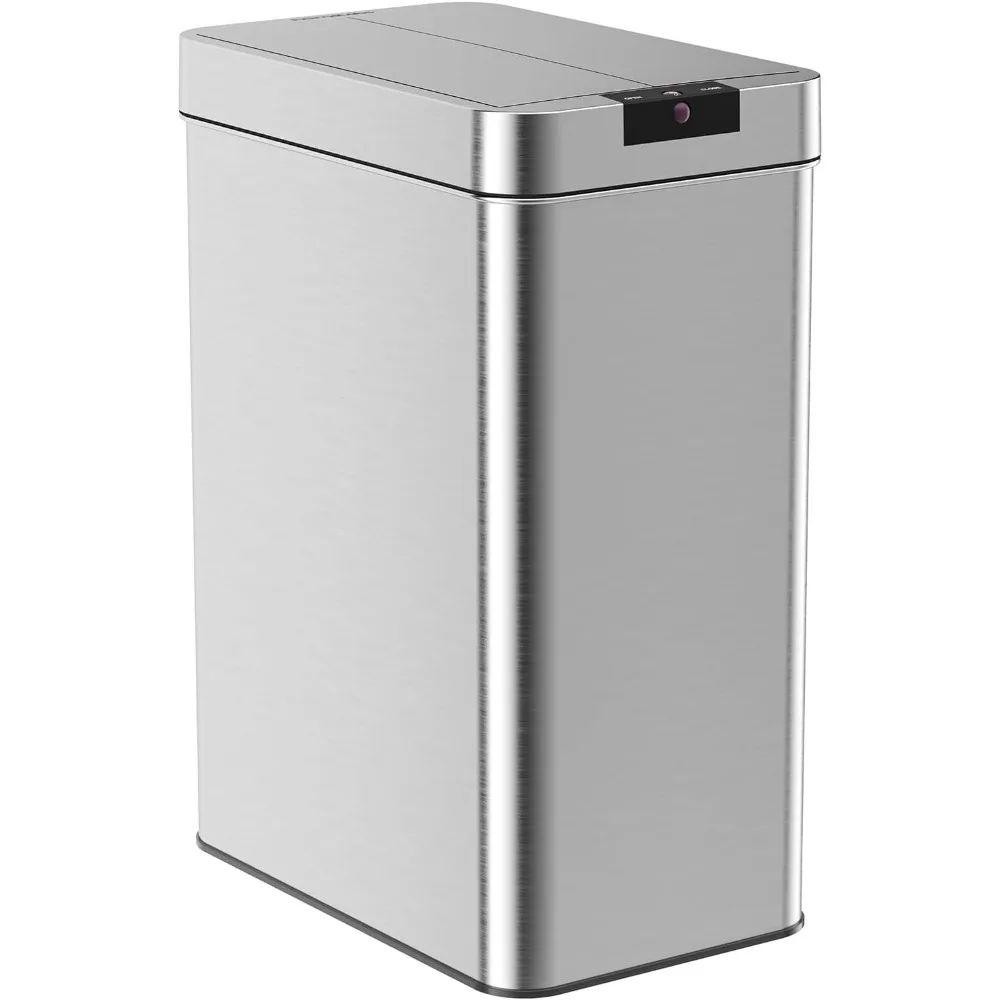 13 Gallon Automatic Trash Can for Kitchen - Stainless Steel Garbage Can with No Touch Motion Sensor Butterfly Lid and IAthLike