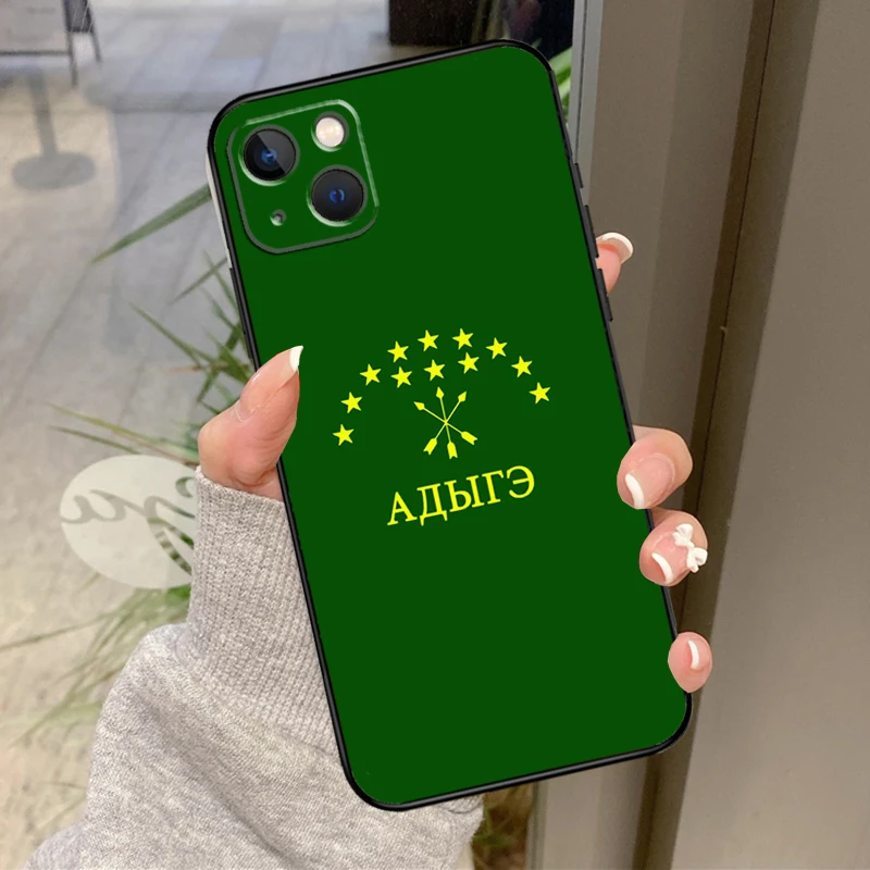 Adygea Circassian Flag Case For iPhone 11 14 15 16 Pro Max 13 12 Mini X XR XS Max Plus Cover Coque