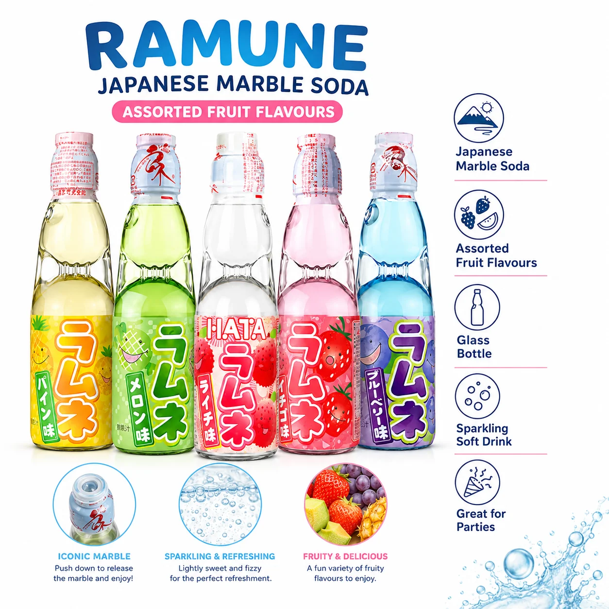 Picture 7: Classic Original Flavor Sparkling Soda with Japanese Sliding Door Design, produced by Hata, refreshing carbonated drinks available in 5 flavors, 200g per bottle