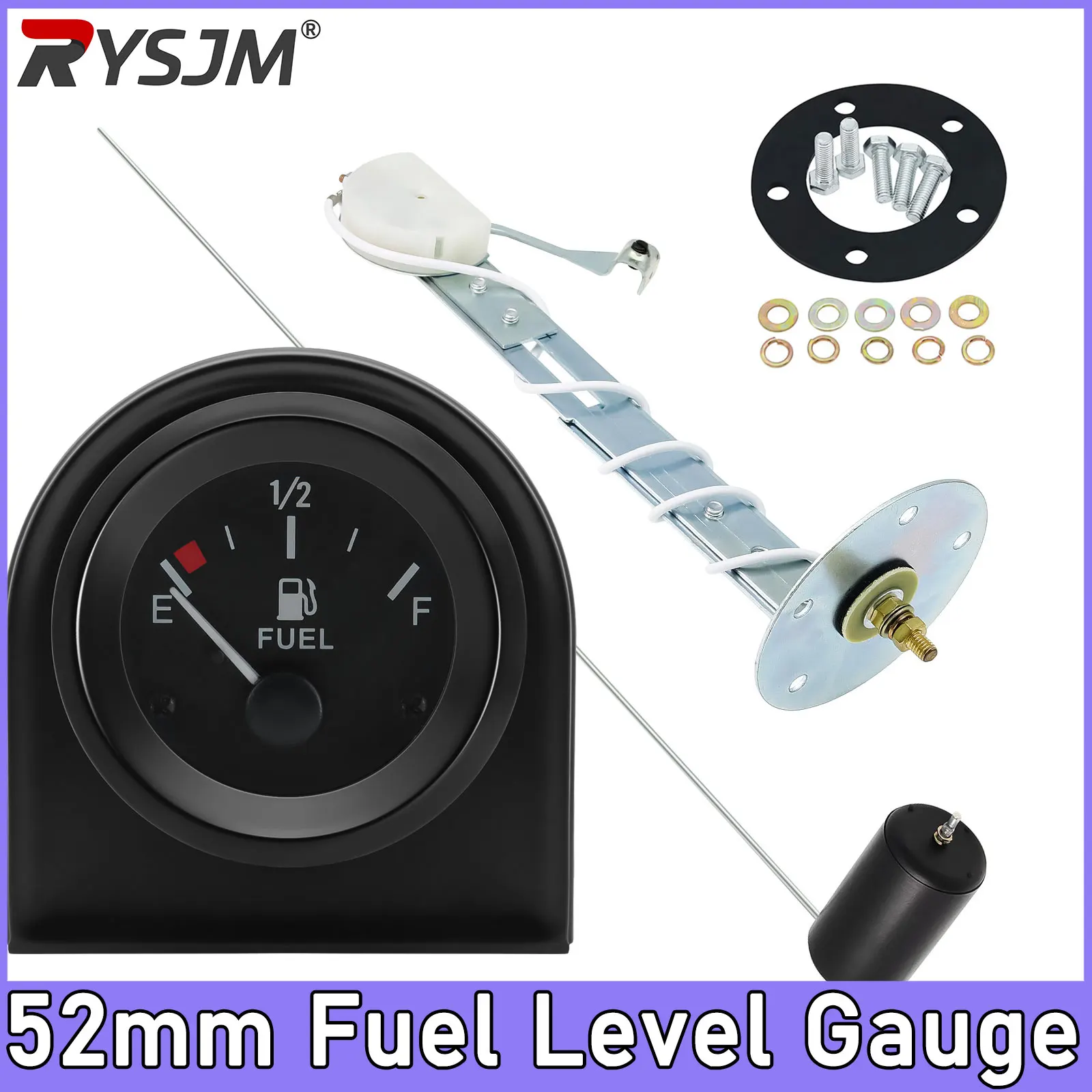 

﻿ 52mm Fuel Level Gauge 240-33ohm + Fuel Float Sensor fit 5in-27in Tank Height For 12v Car Truck Automotive Gauge White LED