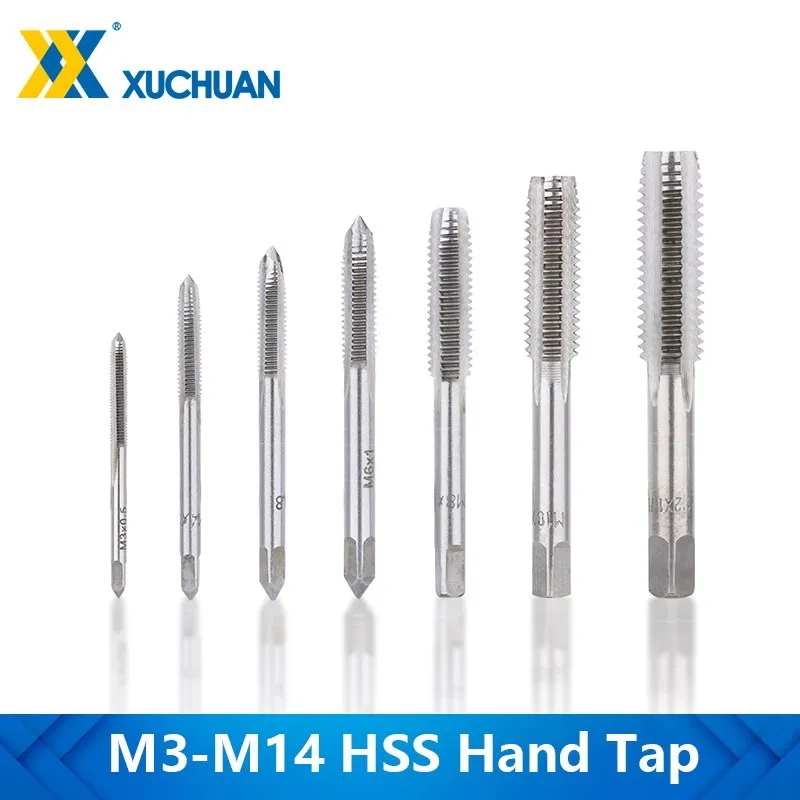 Screw Tap M3-M14 HSS Right Hand Tap Metric Plug Tap Drill Bit Hand Tools Manual Thread Tapping Tools