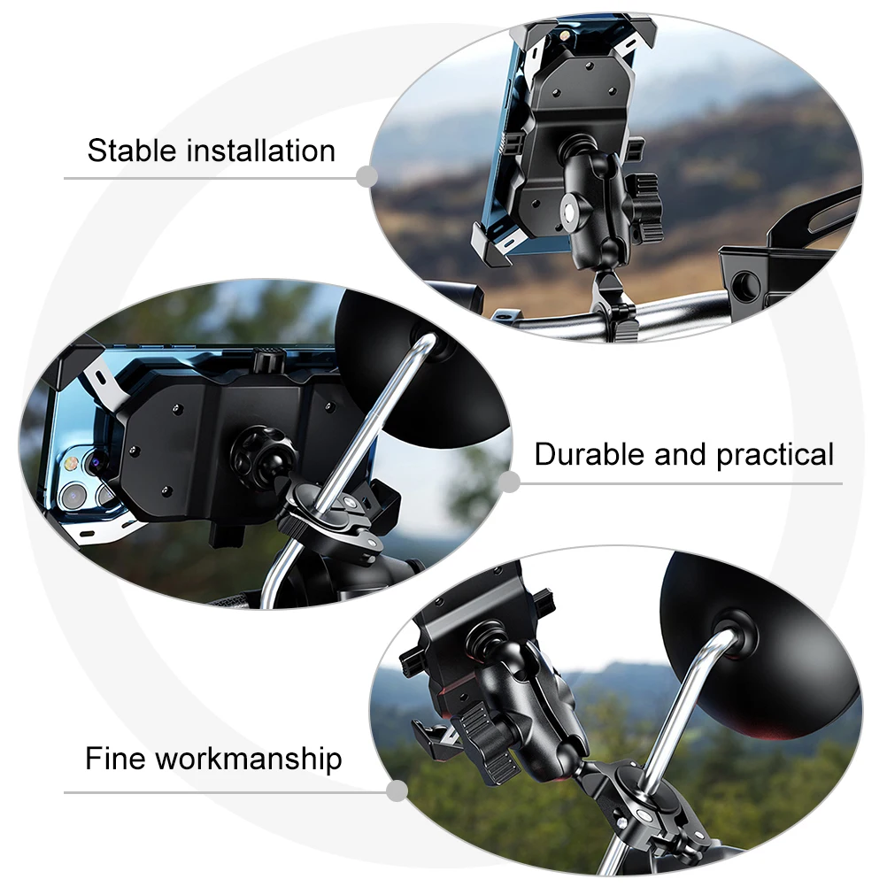

Sturdy Phone Holder Base Motorbike Handle Balls Mount High Quality Aluminum Alloy Durable Rust Resistant Easy Install Handlebar