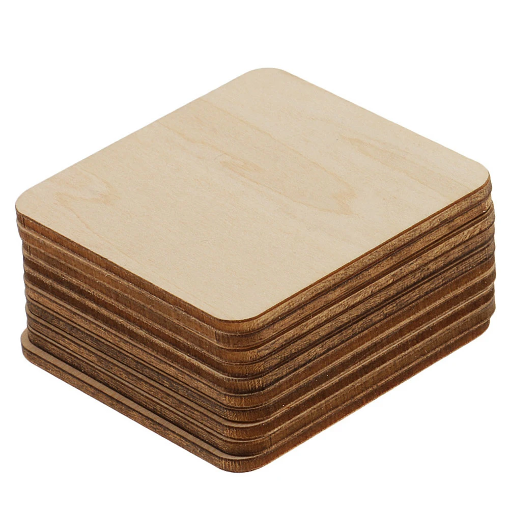 

100pcs Wooden Square Slices Craft Unfinished Squares Sticks for Child DIY Materials Handmade Decorations Safe Kids Projects