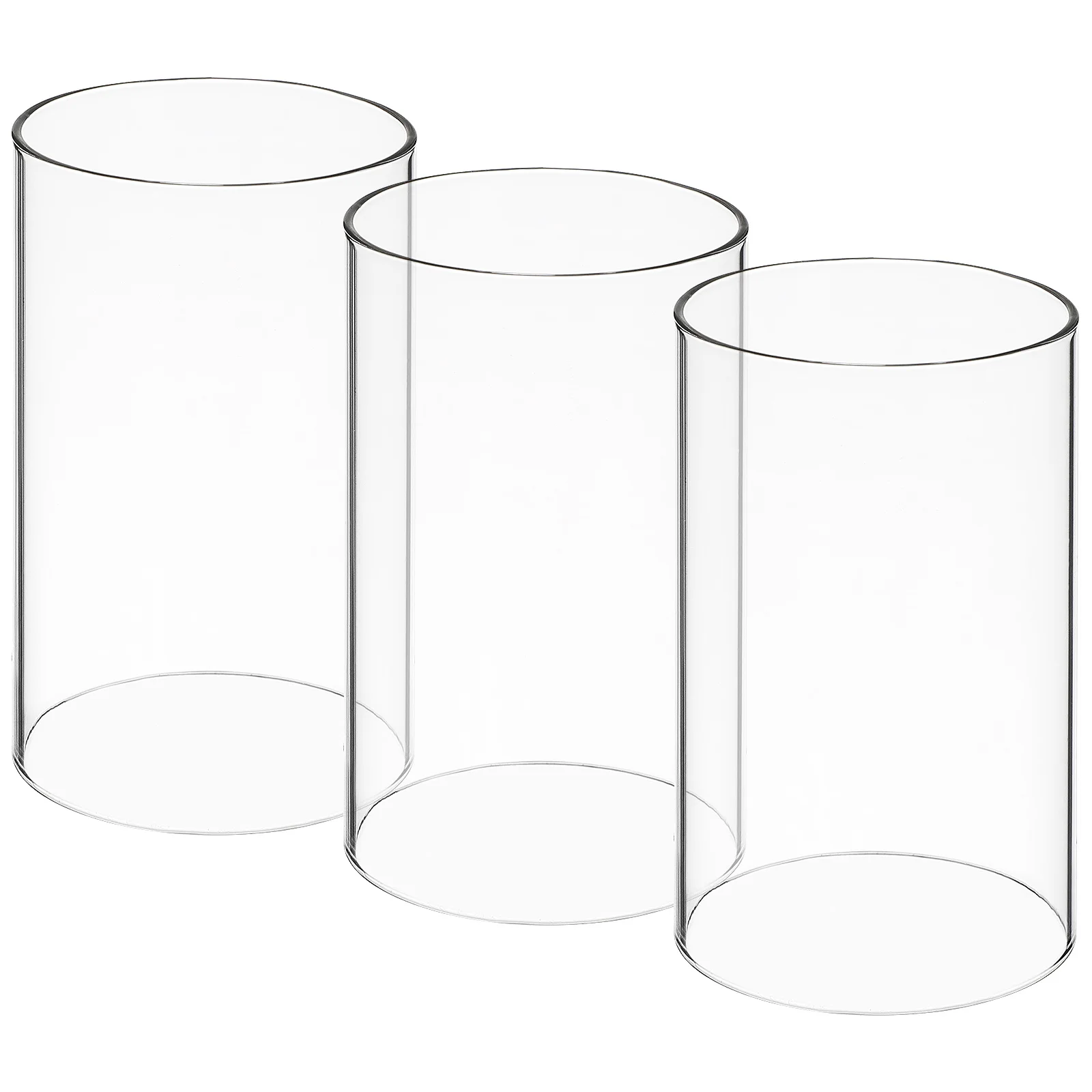 3Pcs Clear Glass Shades Windproof Open Ended Desktop Holders Romantic Decor Windproof Shades for