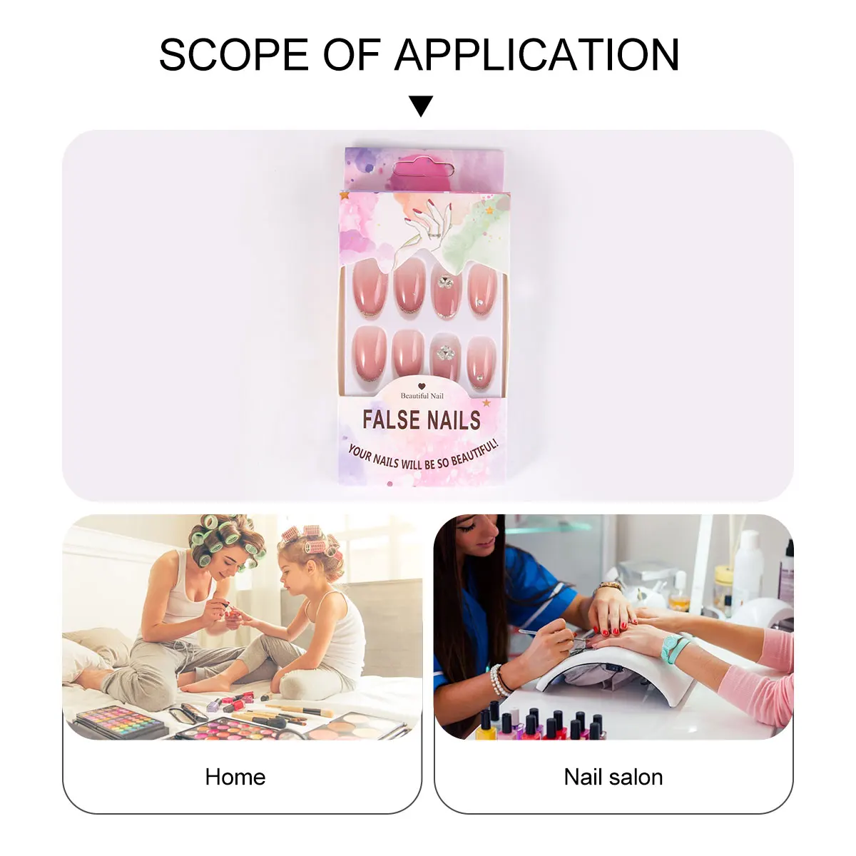 섬세한 가짜 손톱 거짓 키트 끈적 거리는 네일 패치 여성을위한 인공 네일 아트 스티커 매니큐어 용품