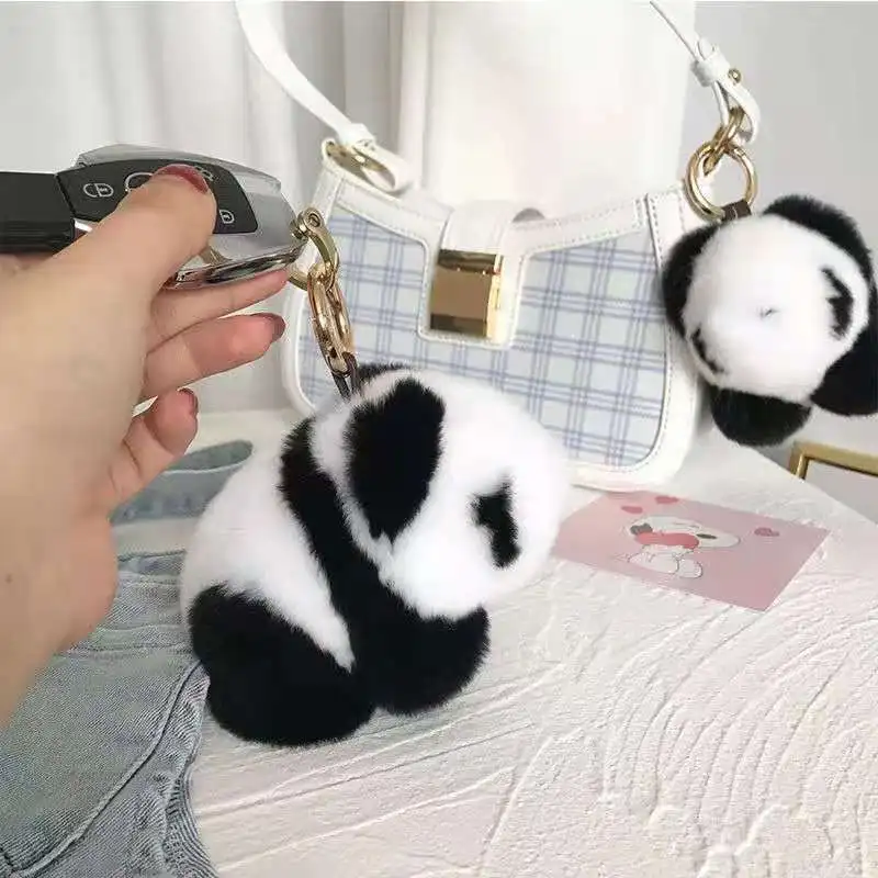 15CM Cartoon Cute Imitation Otter Fur Little Panda Plush Keychain Pendant Doll Kawaii Plush Couple Pendant Kids Bag Pendant Toy