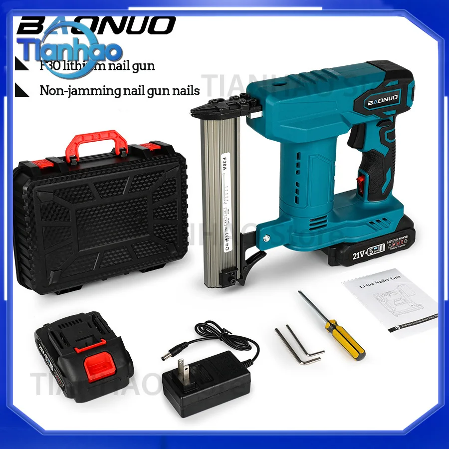 Cordless Electric Brad Nailer for F30 Lithium Battery Powered Straight Nail Gun Portable Woodworking Nail Gun