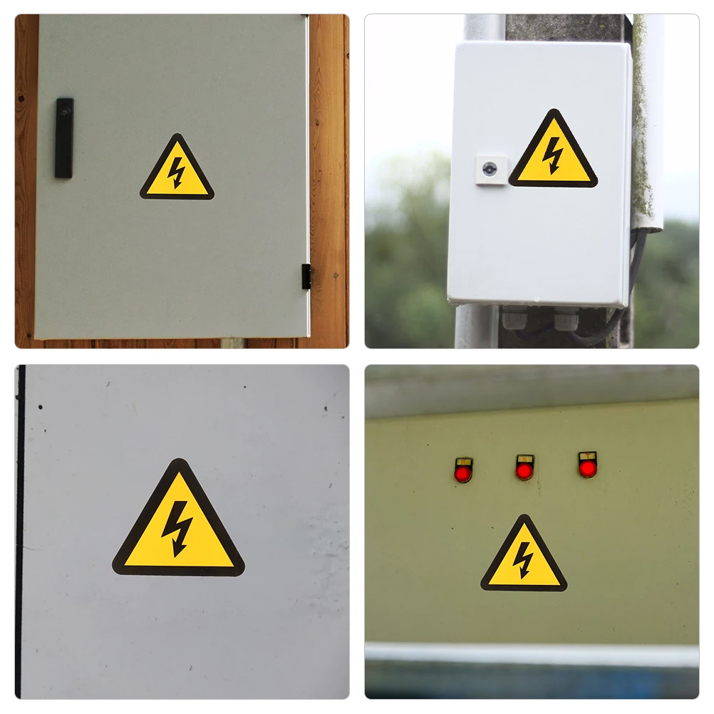 24 Pcs Warning Stickers Electrical Panel Labels Yellow Triangle Decals High Voltage Signs Electrical Labels Traffic Symbols