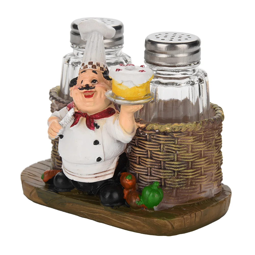 Niedliche Kochstatue, Salz- und Pfefferflaschenhalter, Ornamente, Kunstharz, Kunsthandwerk, Dekoration für Zuhause, Küche, Restaurant