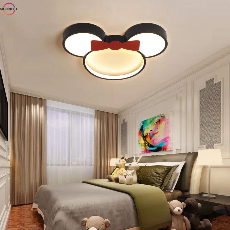 modern cartoon led luminarias de teto preto lampadas de teto sala de estar e quarto plafondlamp regulavel quarto de criancas 01