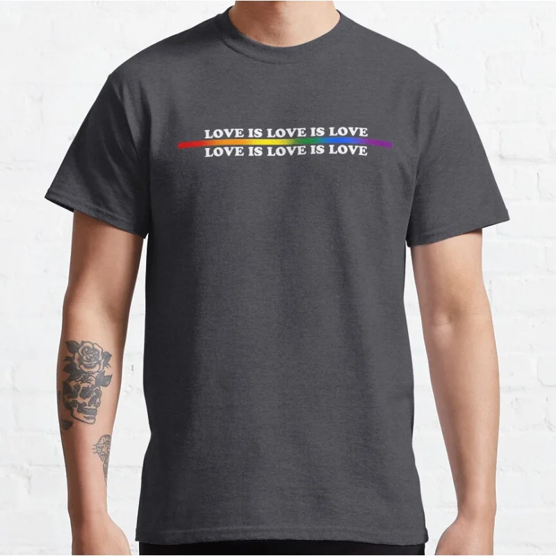 الحب هو الحب lgbtq فخر شهر هدية الملابس قصيرة الأكمام Crewneck تي شيرت للرجال حجم كبير الكبار بلايز S-6xl