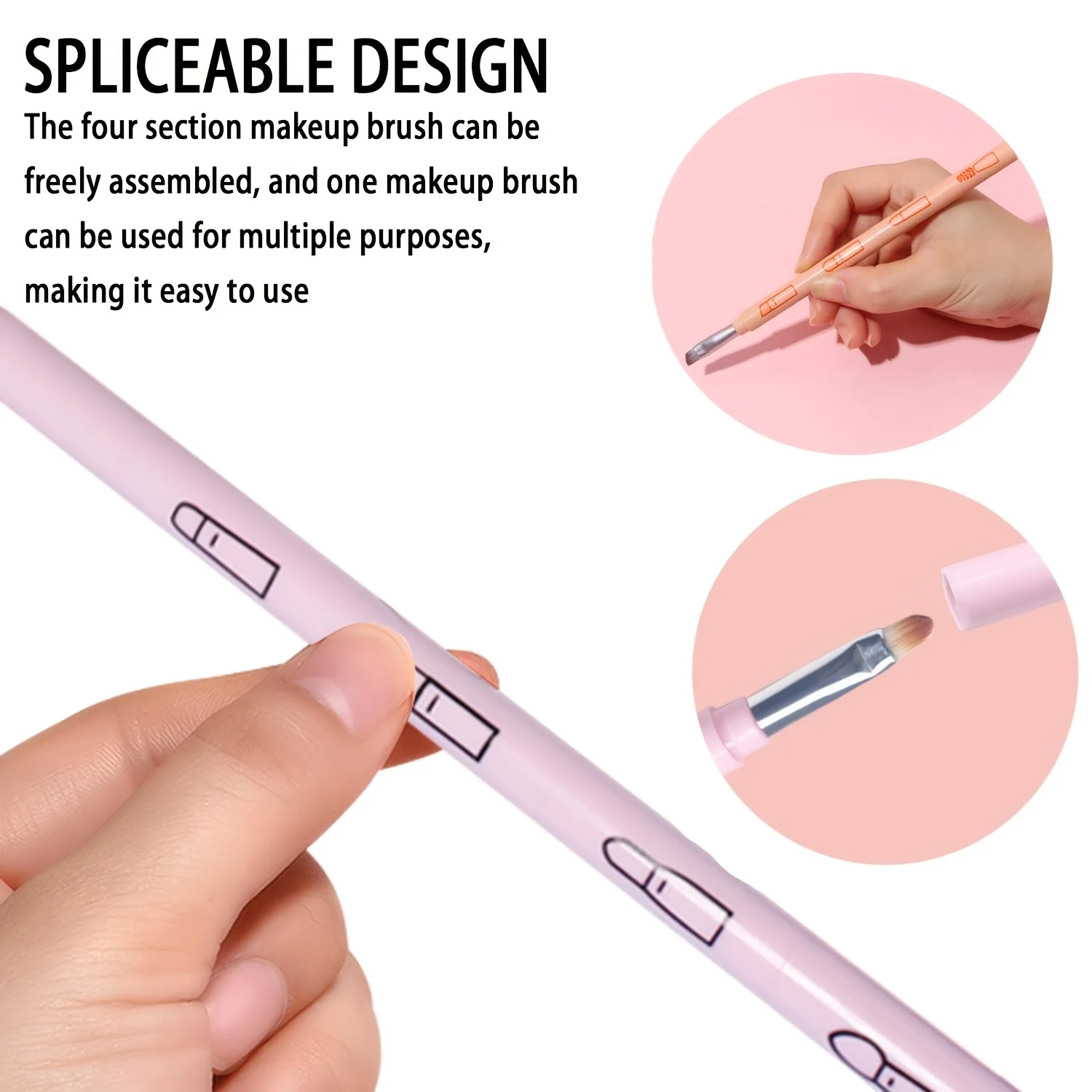 مجموعة فرش 4 في 1 قابلة للفصل والتبديل - كريم أساس من قطعة واحدة، ظلال عيون، كونتور، مجموعة فرش شفاه #3