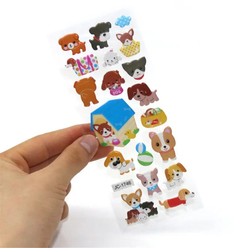 Cartoon 3D Sticker 20Sheets Eco-Friendly Education Reusable Sticker Self-Adhesive Kids Room Stationery Decoration DXAF