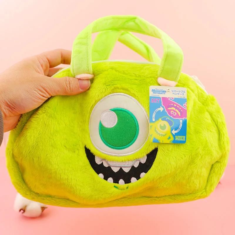 Kawaii Disney Stuffed Makeup Bag Mike Wazowski Toys Handback For Woman Green Cute Plush Cosmetic Portable Storage Bag For Girls