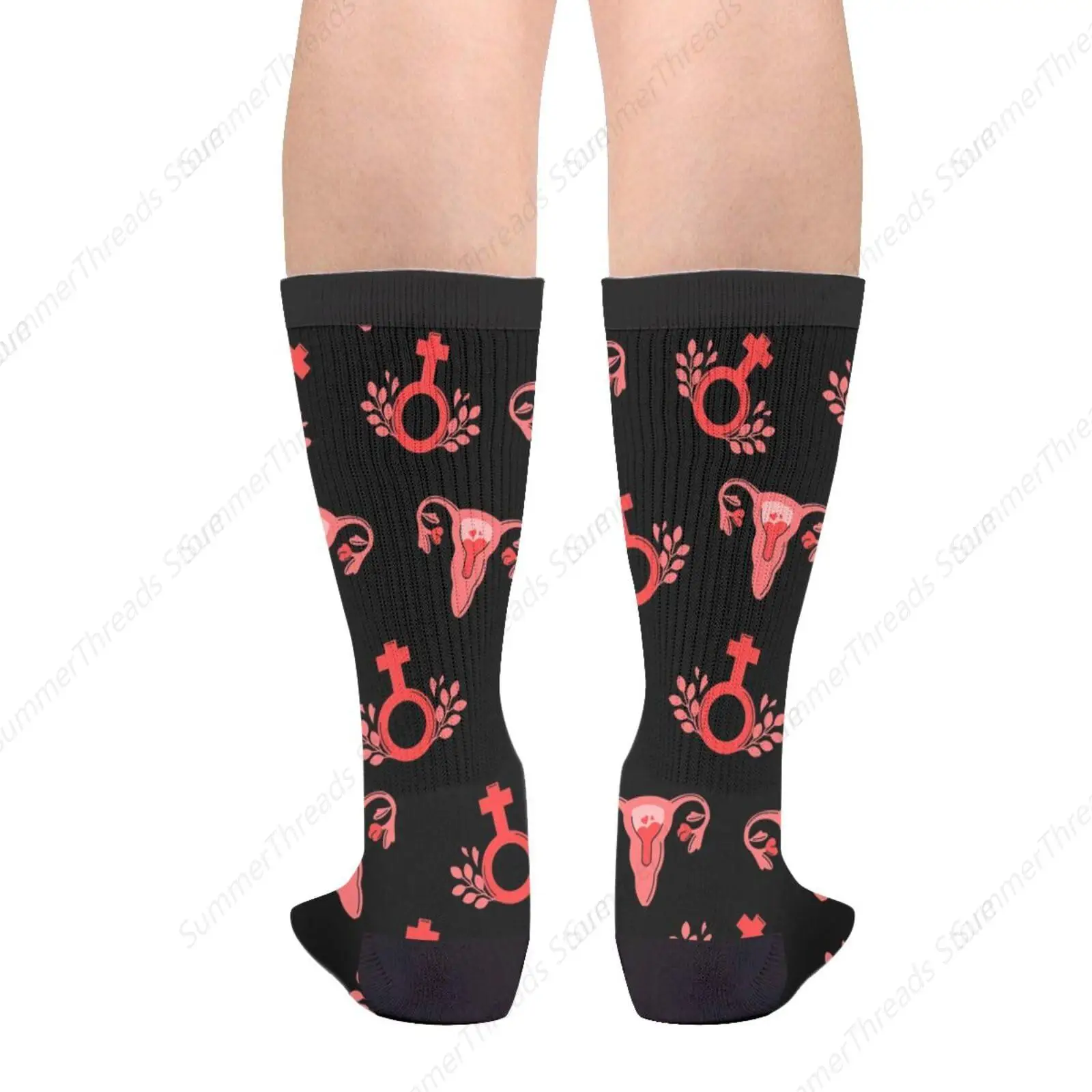 Womb Uterus Female Ovaries Vagina Pink Black Casual Unisex Novelty Fun Crew Socks Fashion Comfortable Men And Women Crazy Dress