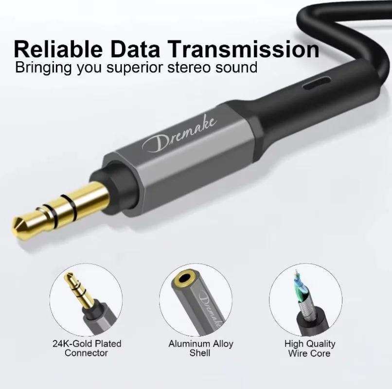 3.5mm to 3.5mm Stereo Aux Cable Audio Auxiliary Adapter Jack 3.5mm TRS Plug for Headphones Car Home Stereos Speaker Smartphone