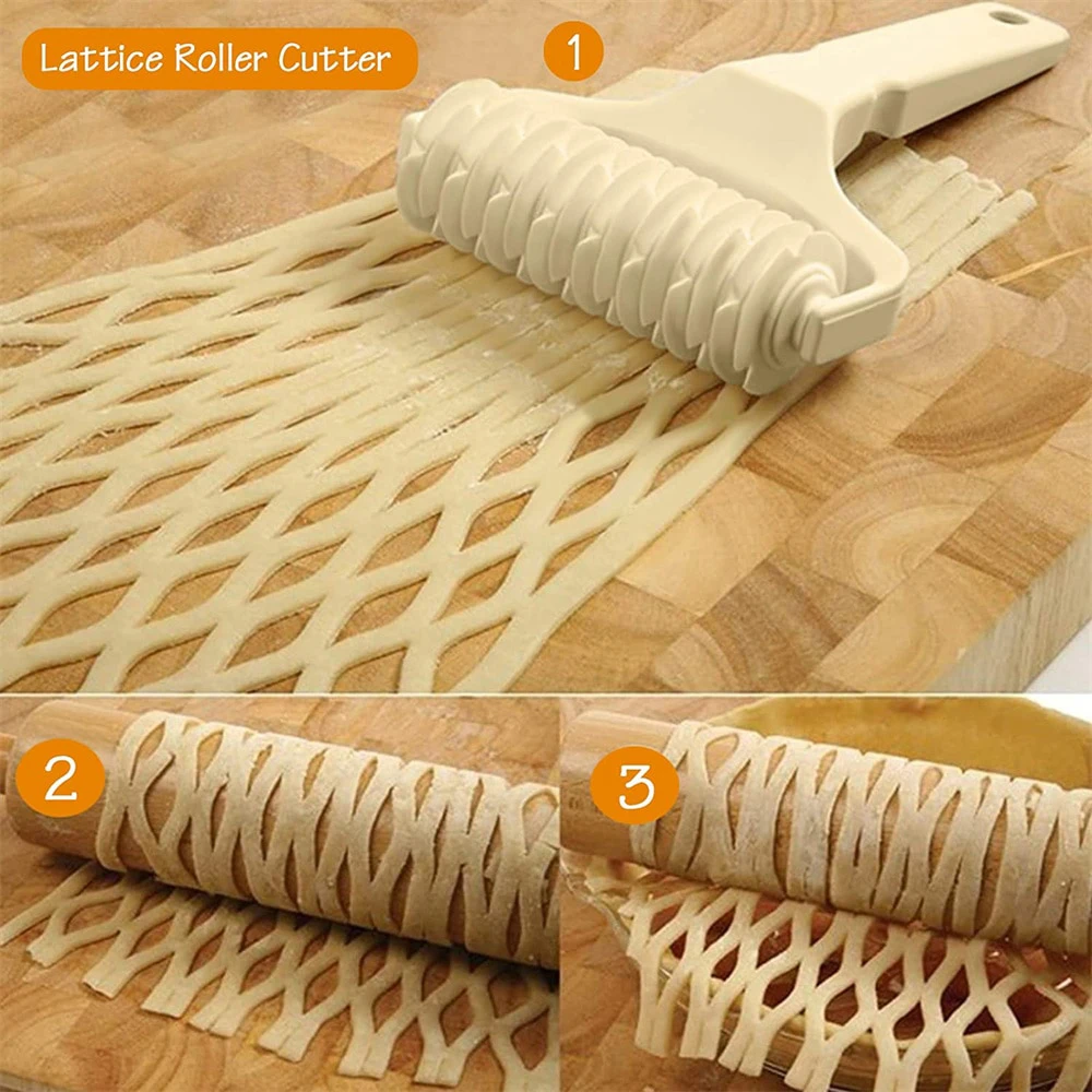 Reusable Dough Lattice Roller Cutter Pull for Pizza Pastry Cutter Pie Craft Net Wheel Knife Baking Tool Bakeware