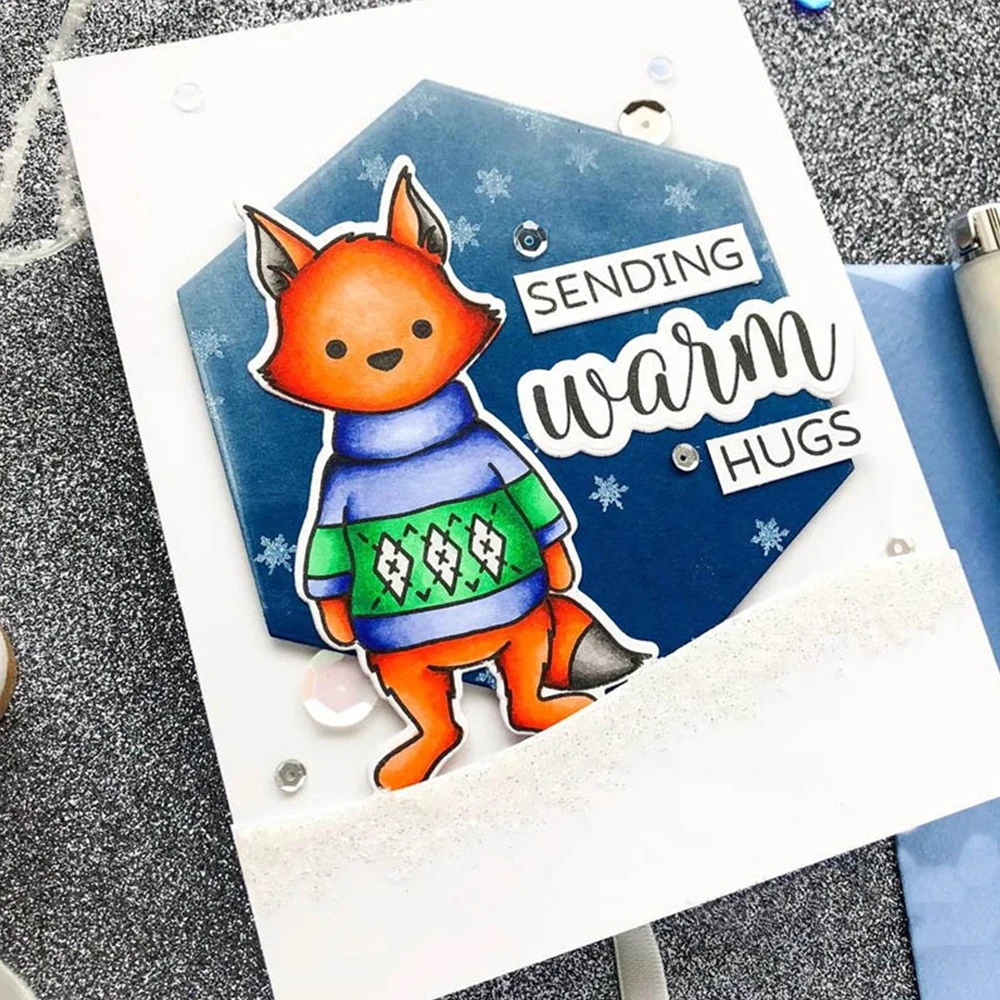 Cute little fox For DIY Craft Making Card Photo Album Scrapbooking Decoration ,Transparent Stamps Template Mould Art Decoration