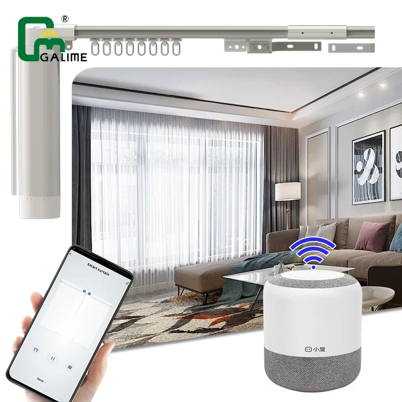 Smart House Motorized Zigbee Electrical Curtain Smart Curtains Motorized System With Curtain Track Wall Switch Smarthing Control