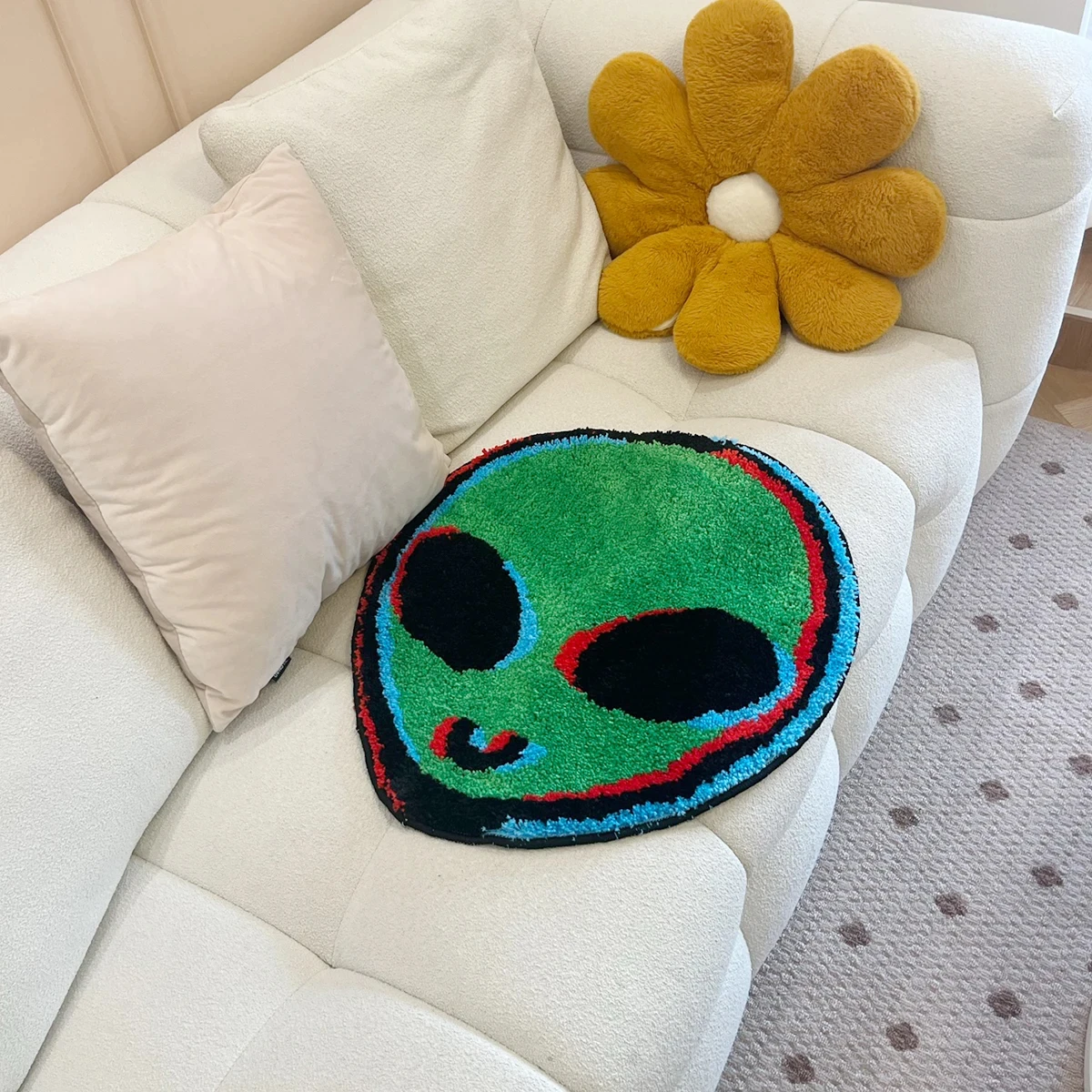 Green Alien ET Tufted Rug Bathroom Mat Super Absorbent Rug Washable Shower Bath Rug for Bedroom Decorate Non Slip Doorway Carpet