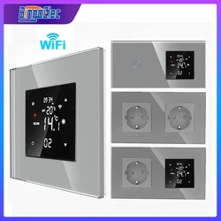 Controlador de temperatura inteligente WiFi con interruptor de luz, enchufe de pared, termostato WiFi, agua/suelo eléctrico, termorregulador de caldera de Gas