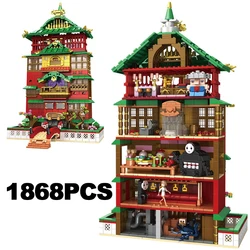 1868PCS Creative Movie Hot Spring City Street View Hayao Miyazaki Oil House Model Architecture Bricks Toy Kid Adult For Gifts