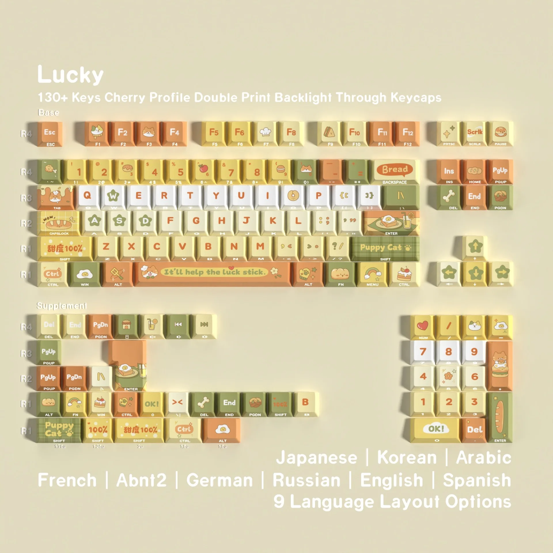 Anime Cartoon Mechanical Keyboard Side Print Keycaps Spanish French German Korean Russian ISO Keycap Cherry Profile PBT Key Caps