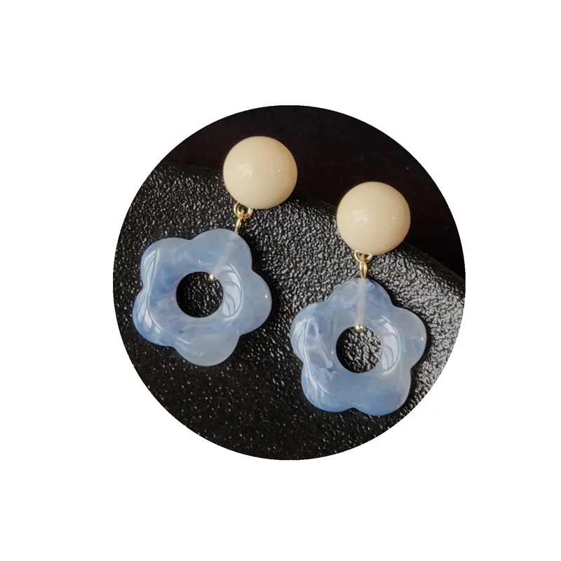 أقراط زرقاء أنيقة من الراتنج للبيع بالجملة مصنوعة يدويًا من الفضة عيار 925 مجوهرات متدلية أنيقة 2025 ساخنة #5