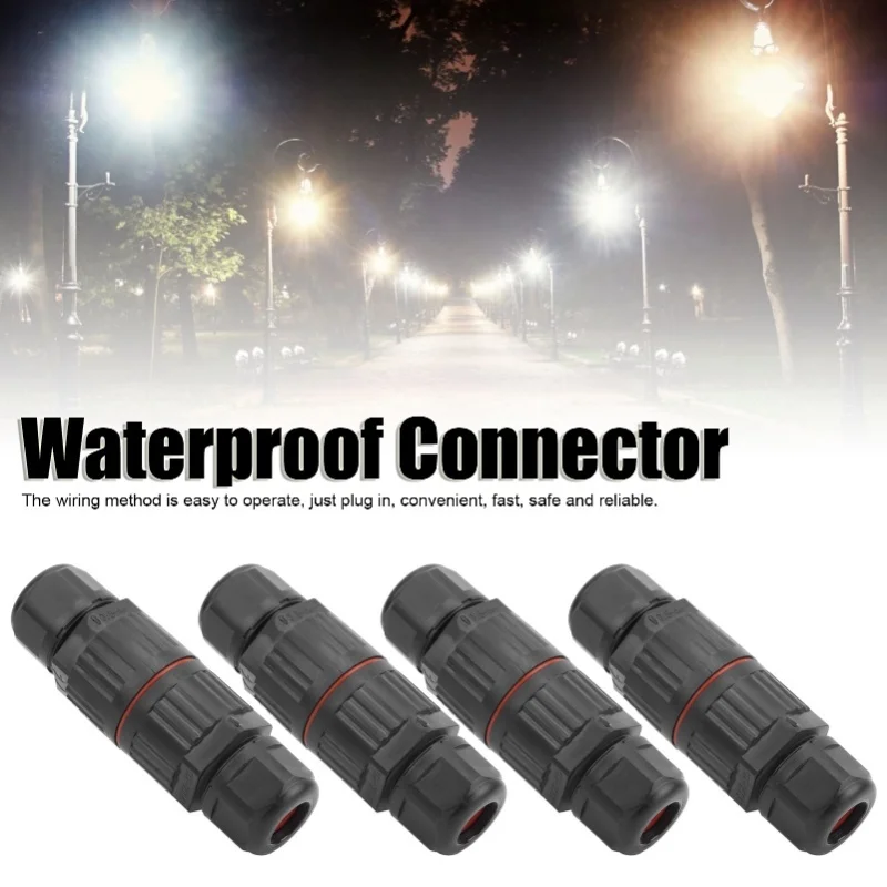 4Pcs 3Pin Waterproof Connector 1 In 1 Out For Outdoor Street Garden LED Lights IP68