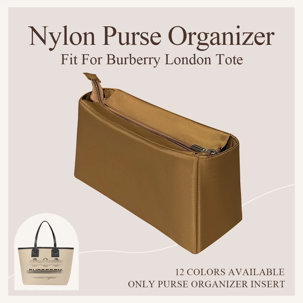 Nylon Purse Organizer Insert Fit for Burberry London Tote Bag Zipper Inside Storage Bag Large Inner Liner Bag Organizer Bag