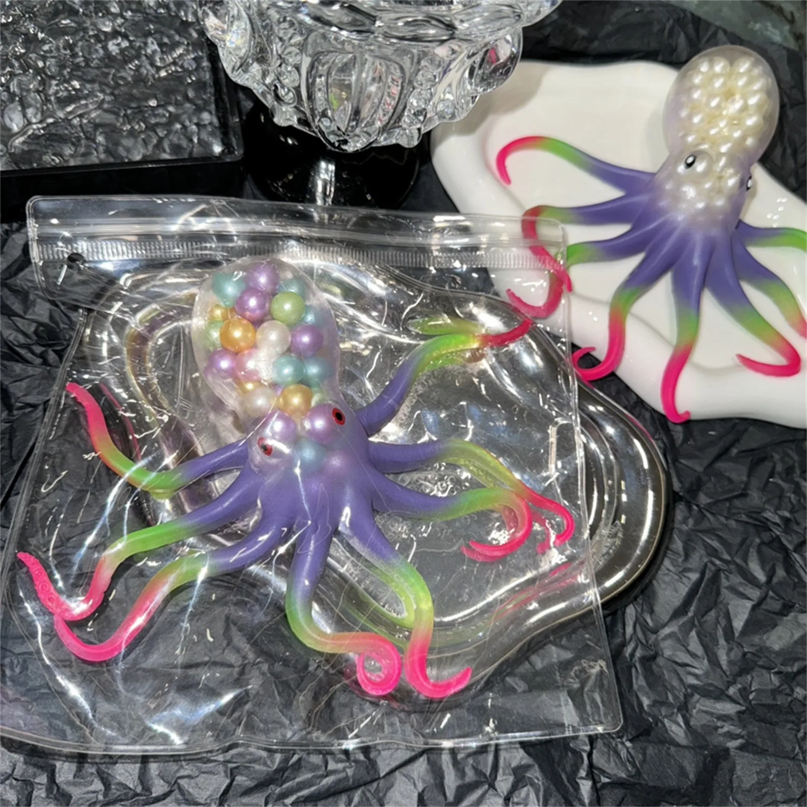 Children\'s Squeeze Sea World Octopus Decompression Toy Gift Simulation Model Can Be Stretched Decompression Vent Novelty Toys