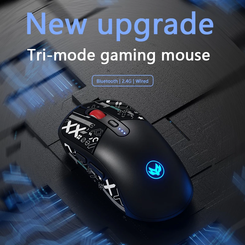 F30 Mouse Gaming Nirkabel 3 Mode Senyap 10000DPI1K Tingkat Kembali Tampilan Tingkat Baterai Mouse Bluetooth Pemrograman Makro