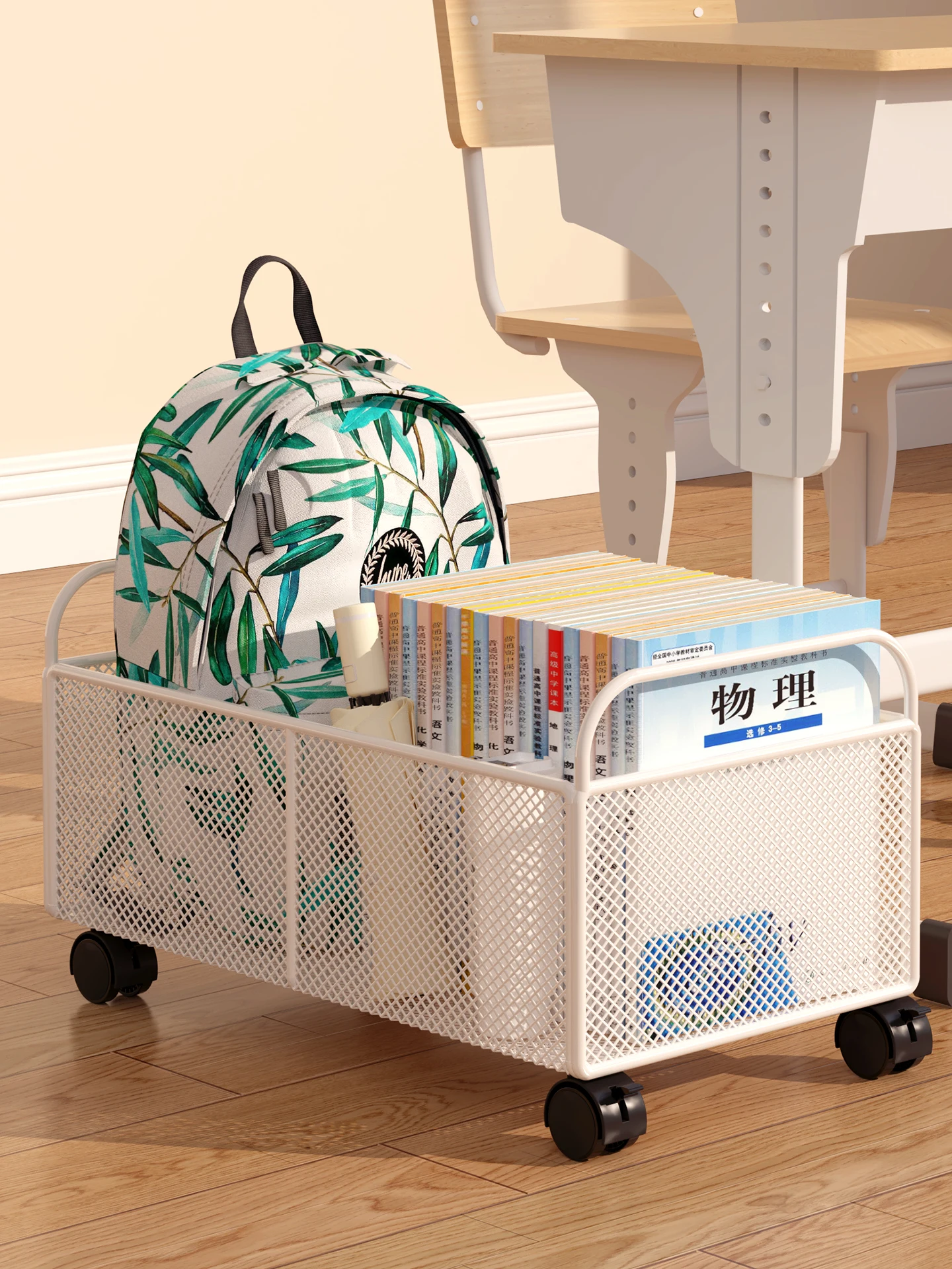 

Органайзер для книг в учебную комнату, металлический каркас, на колесиках, простой дизайн, с мультяшными элементами, для рабочего стола...