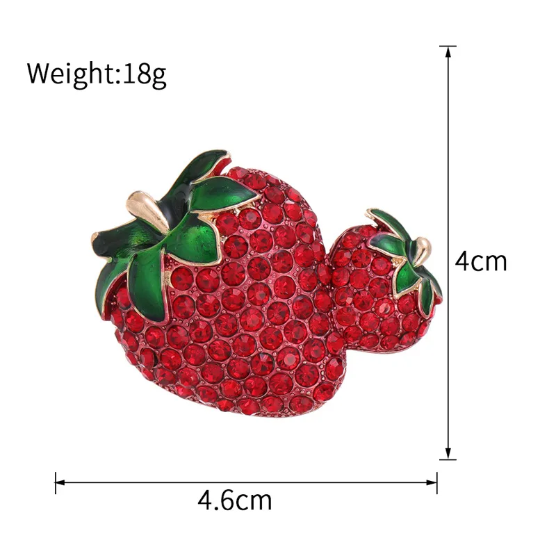 Cross-border full diamond double strawberry brooch fashionable versatile alloy fruit corsage accessories wholesale pin