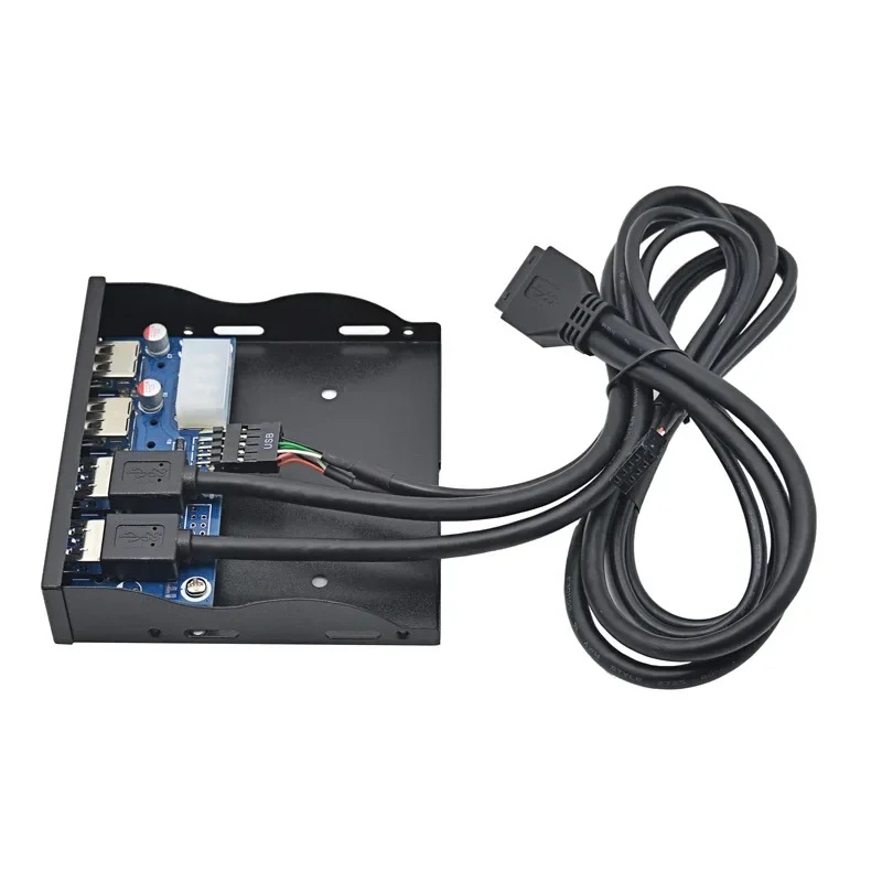 Nworld 4‑Port 5Gbps USB3.0 & USB2.0 Front‑Panel Hub, 20‑Pin Internal Splitter‑Bracket for 3.5 Inch Floppy Bay Desktop PC Case