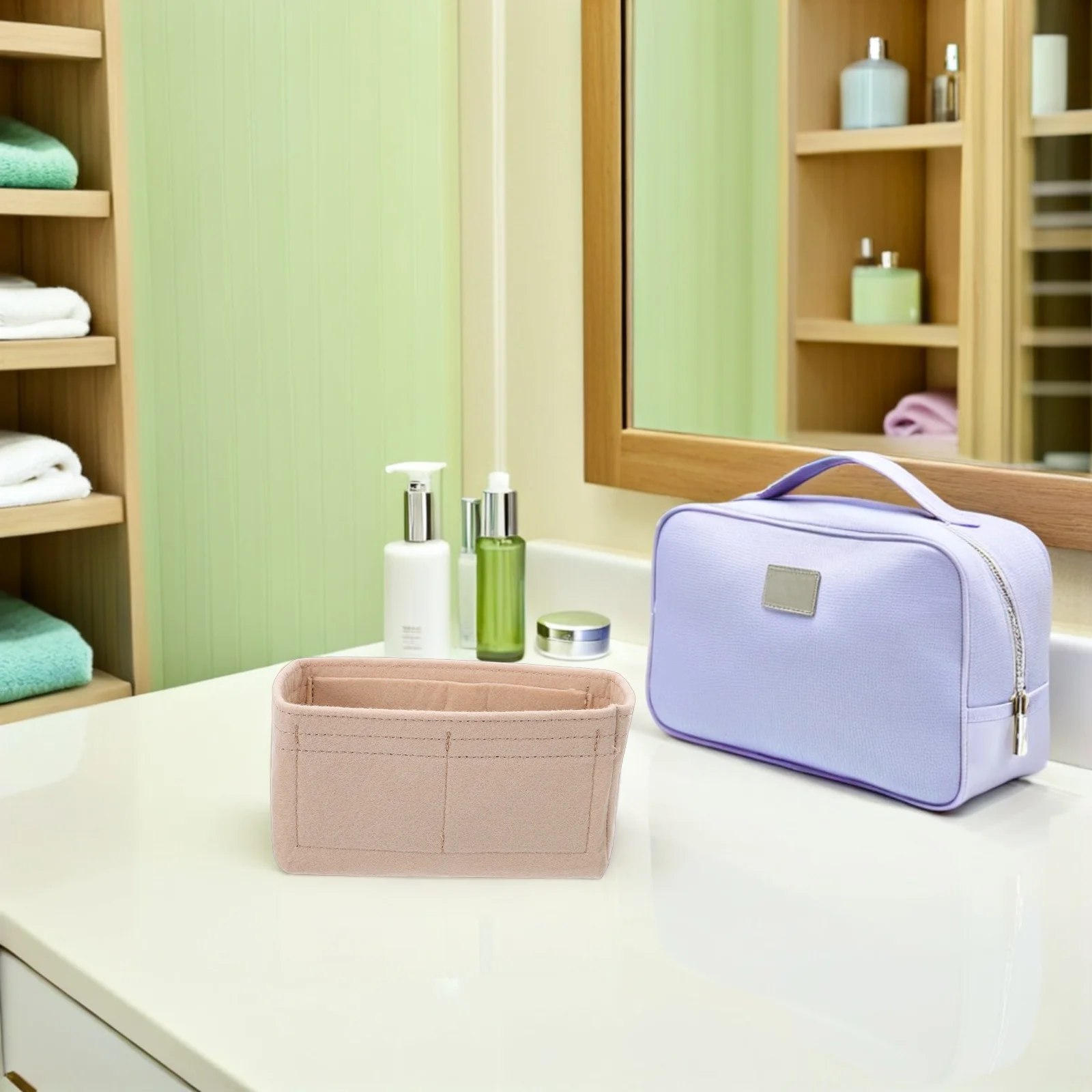 

4-Pocket Felt Organizer Insert Shockproof Lightweight Purse Divider For Tote Handbag Stylish Inner Insert For Small To Large