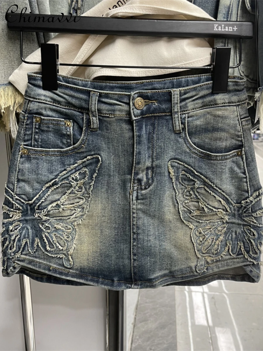 

High Waist Denim Skirt Female 2024 Summer Clothes Fashion High-end American Hot Girl Slim-fit Streetwear Short Hip Skirts Women