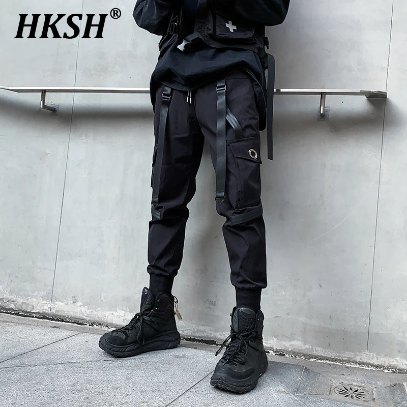 

HKSH Spring And Summer New Men's Tide Dark Casual Cargo Pants Functional Safari Style Leggings National Fashion Overalls HK0663