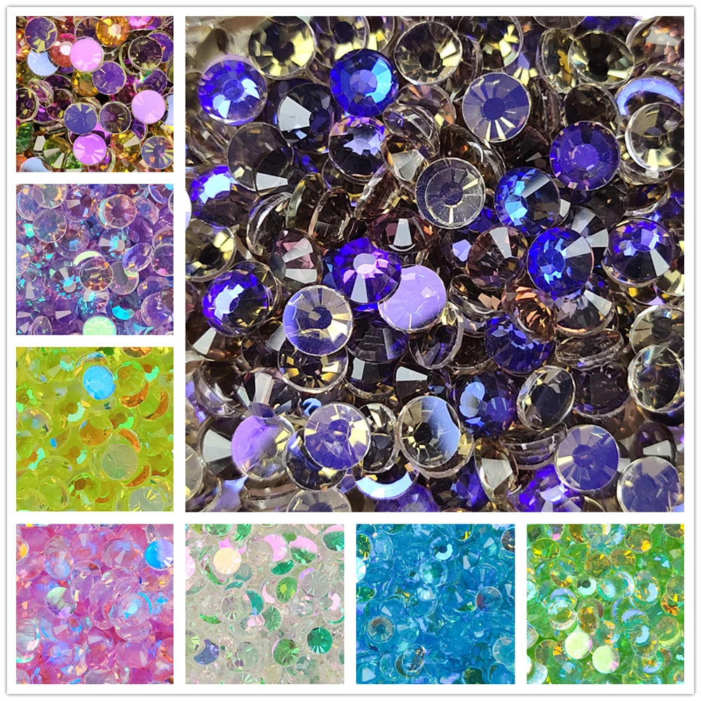 Wholesale AAAA+Quality All Size Color Aurora Phantom Glass FlatBack Non Hotfix Rhinestone Nail Art Glue On Garment Decoration