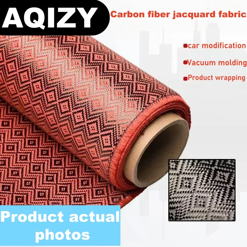 

3k 240g black and red serrated jacquard pattern modified motorcycle parts DIY surface decoration 3k carbon fiber woven fabric