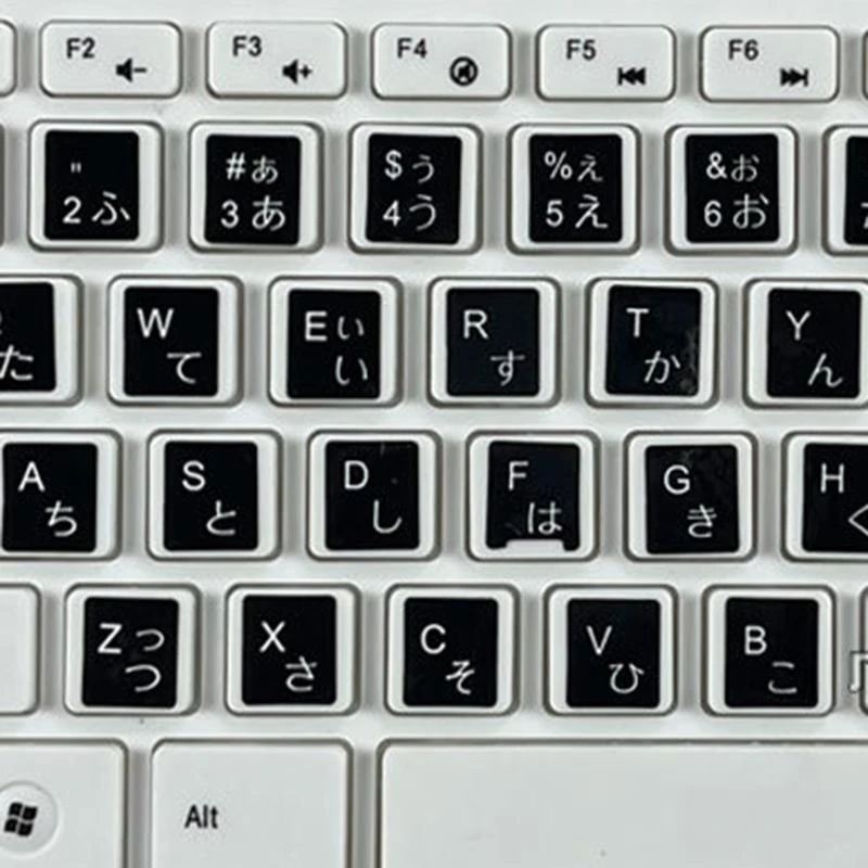 H55F Keyboard Sticker Japanese English Letters Stickers for Computer Keypad Black White Characters on White Black Background