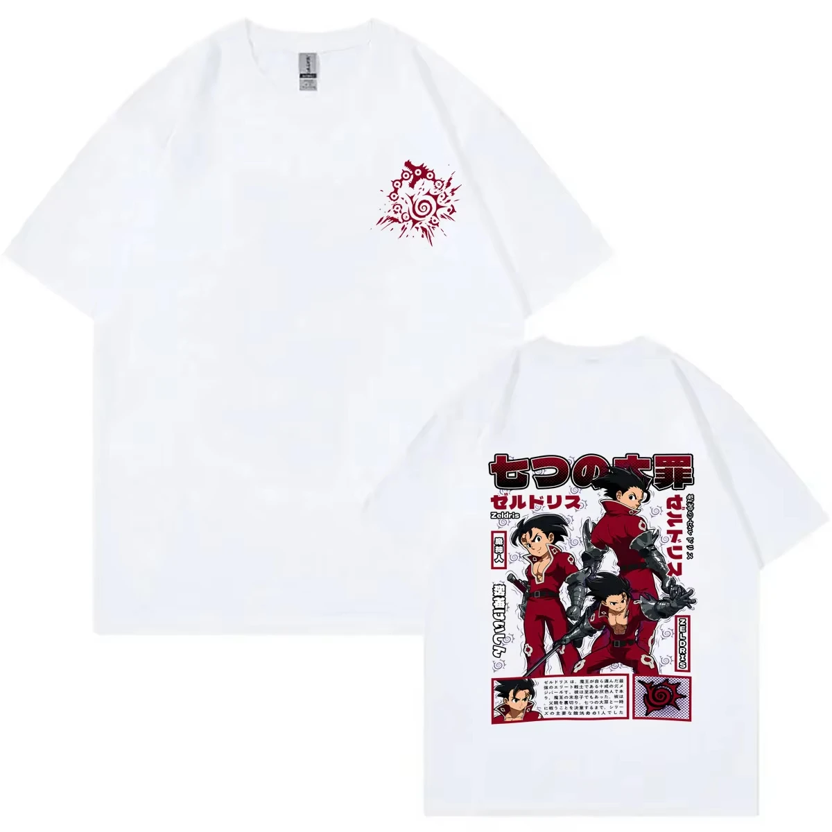 2026 Summer Hot Sale Anime The Seven Deadly Sins Zelldris Graphic T-shirt Unisex Manga Oversized T-shirt Harajuku Punk T-shirt
