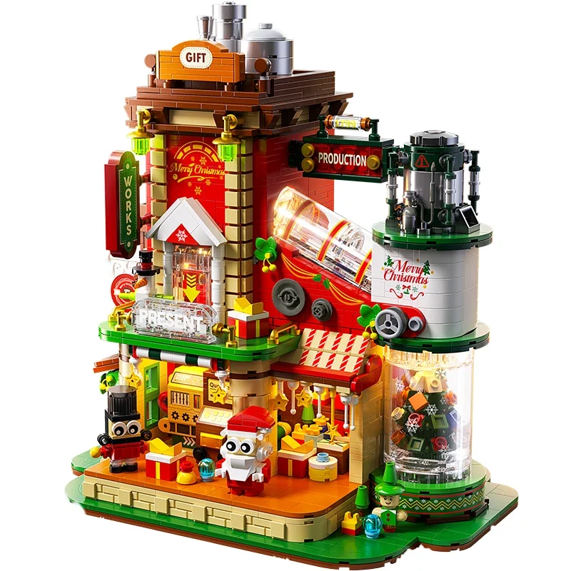 2782PCS 크리스마스 선물 빌딩 블록 장식품 DIY 건설 블록 공장 모델 교육용 장난감 어린이 소년 소녀용