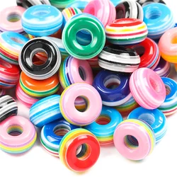 Z39 14mm Striped Colors Large Hole Wheel Beads Transparent Flat Round Beads DIY Clothing Phone Chain Beads Wholesale Accessorics