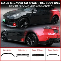 For Tesla Model Y 2020-2024 EM Sport Full Body Kits Tuning ABS Front Bumper Lip Side Splitter Rear Diffuser Auto Modificatio Car