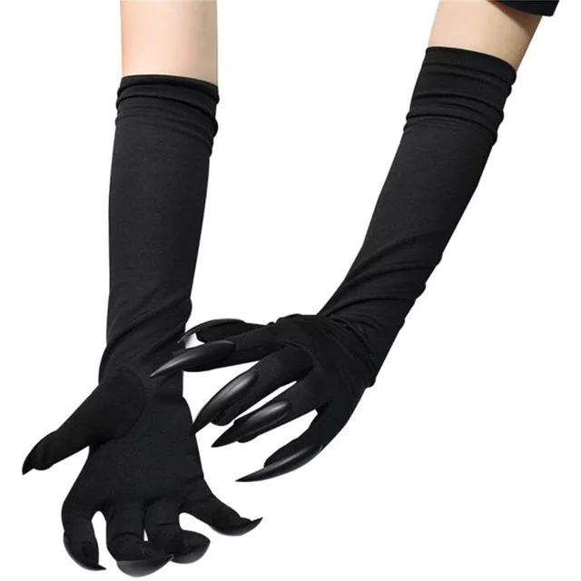 40cm Spandex Halloween Cosplay Compulsion Fashionable Personality Stretch Ghost Claw Long Nail Gloves Stage Performance Solid 6