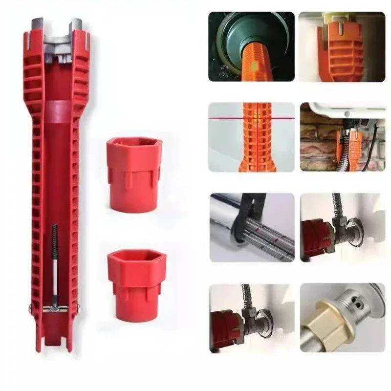 5/8 in-1 Schraubenschlüssel, Mutternentferner für Waschbecken, rutschfeste Flume-Buchse, Handreparatur, Badezimmer-Wasserhahn-Baugruppe, Sanitär-Installation, Handwerkzeug – Detail 4